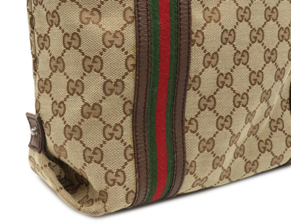 12020478 7 Gucci GG Webbing Line Tote Leather Khaki Beige Red Green