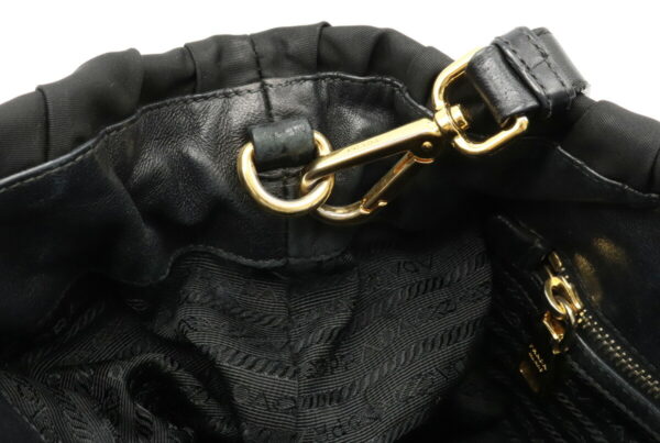 12020757 6 Prada Gathered 2WAY Nylon Leather Shoulder Bag Black