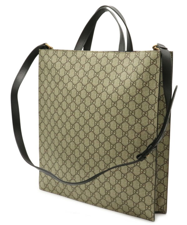 12020782 1 Gucci GG Supreme Snake Print Tote 2WAY Shoulder Bag Khaki Black