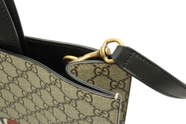 12020782 7 Gucci GG Supreme Snake Print Tote 2WAY Shoulder Bag Khaki Black