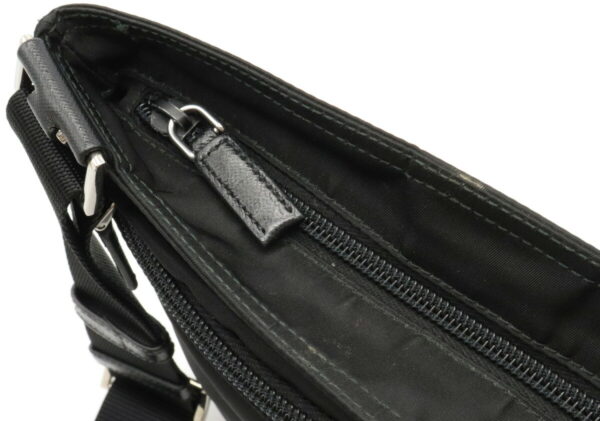 12020787 5 Prada Diagonal Nylon Leather Shoulder Bag Nero Black