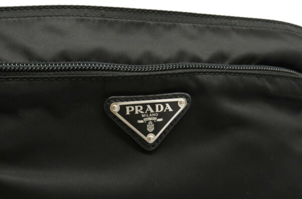 12020787 7 Prada Diagonal Nylon Leather Shoulder Bag Nero Black