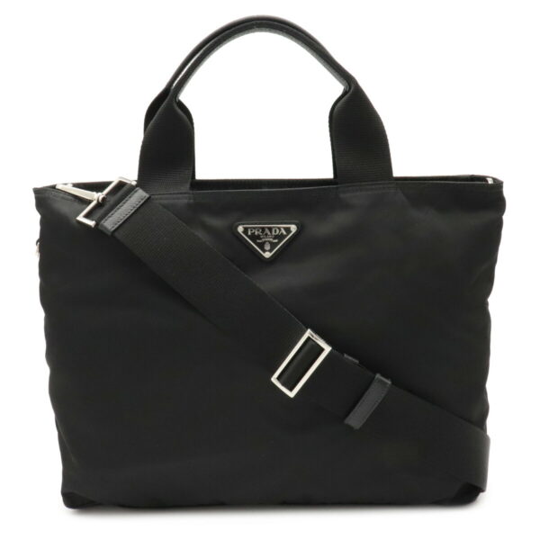 12020810 Prada 2WAY Crossbody Nylon Leather Tote Bag Nero Black