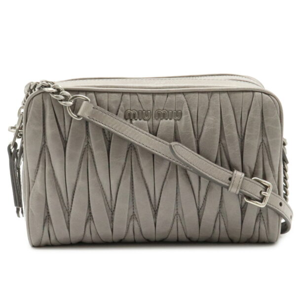 12020813 Miu Miu Matelassé Shoulder Bag Gathered Leather Gray