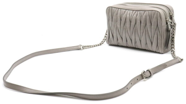 12020813 1 Miu Miu Matelassé Shoulder Bag Gathered Leather Gray