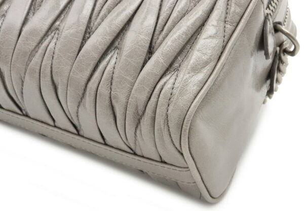 12020813 2 Miu Miu Matelassé Shoulder Bag Gathered Leather Gray