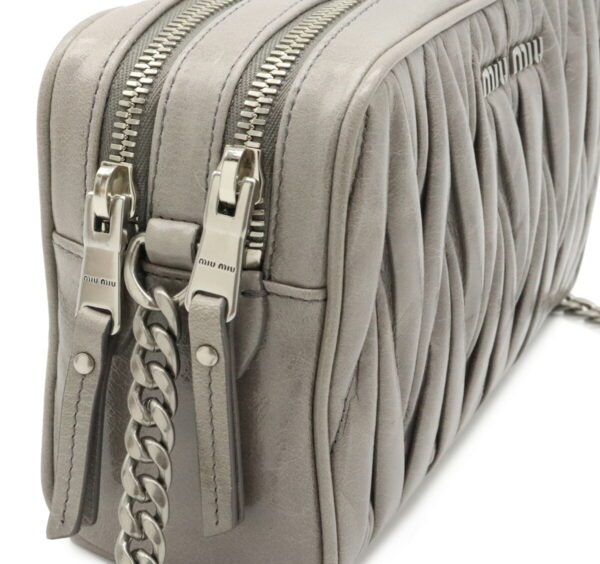 12020813 6 Miu Miu Matelassé Shoulder Bag Gathered Leather Gray