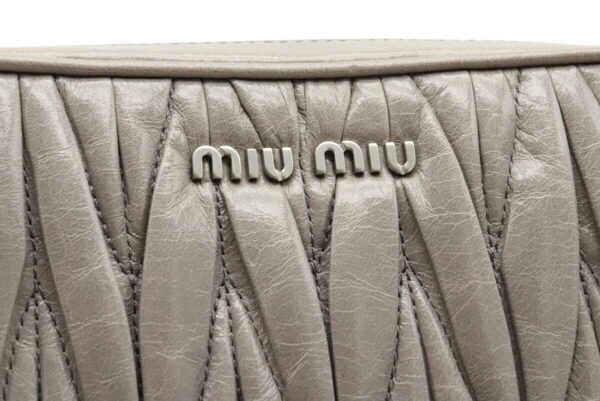 12020813 7 Miu Miu Matelassé Shoulder Bag Gathered Leather Gray