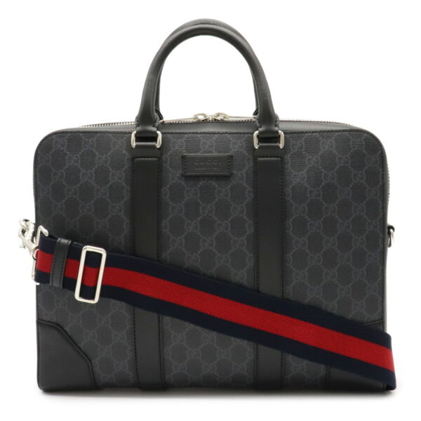 12020970 Gucci GG Plus Supreme Business Bag 2WAY Leather Black