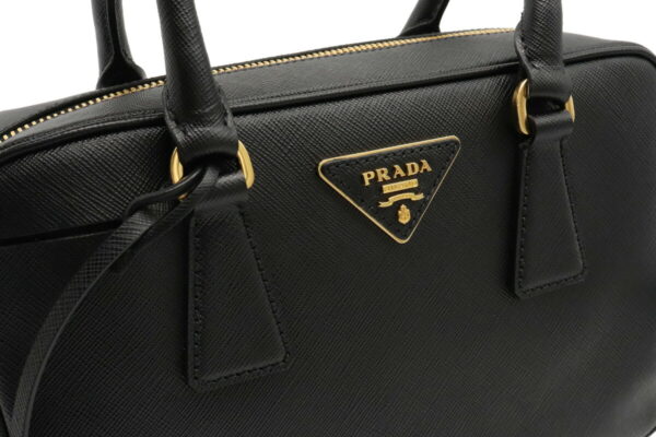 12020971 6 Prada Saffiano Lux 2WAY Embossed Leather Shoulder Bag Nero Black