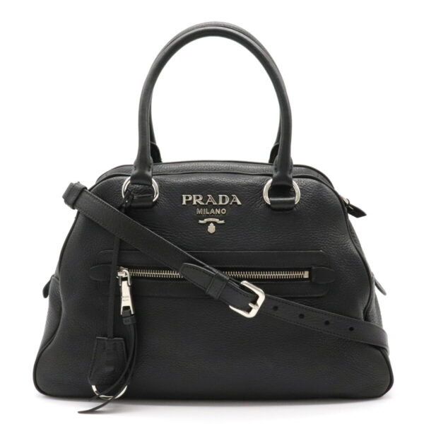 12020973 Prada 2WAY Leather Shoulder Bag Nero Black