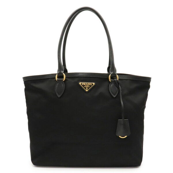 12021062 Prada Tessuto Nylon Leather Tote Bag Nero Black