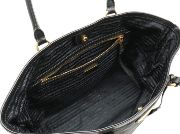 12021062 4 Prada Tessuto Nylon Leather Tote Bag Nero Black