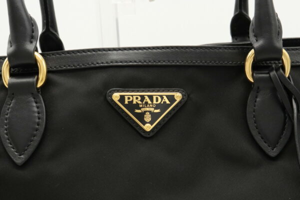 12021062 7 Prada Tessuto Nylon Leather Tote Bag Nero Black