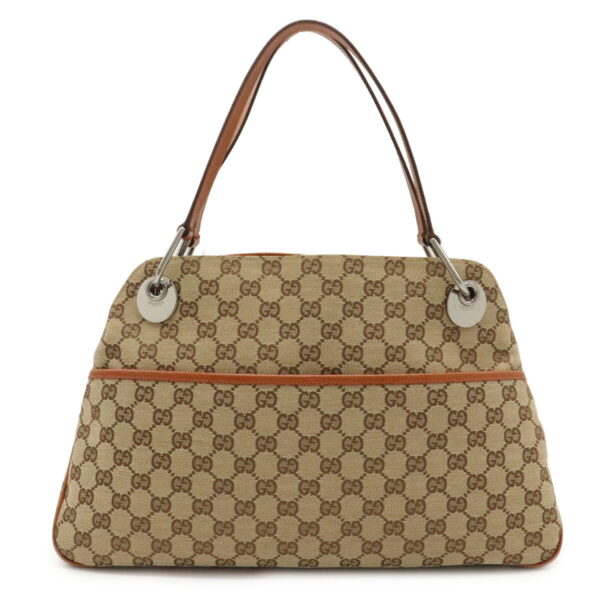 12021063 Gucci GG Shoulder Bag Tote Leather Khaki Beige Brown