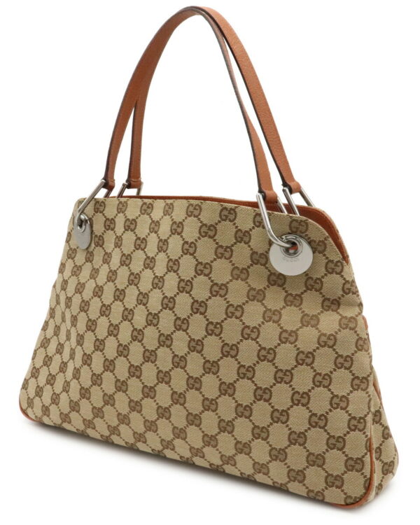 12021063 1 Gucci GG Shoulder Bag Tote Leather Khaki Beige Brown