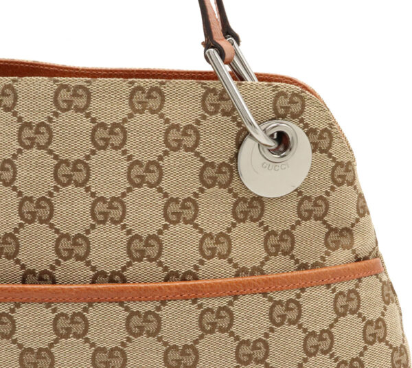 12021063 6 Gucci GG Shoulder Bag Tote Leather Khaki Beige Brown