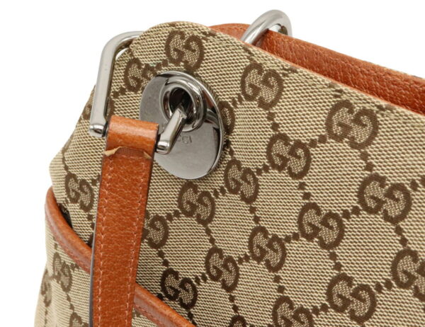 12021063 7 Gucci GG Shoulder Bag Tote Leather Khaki Beige Brown