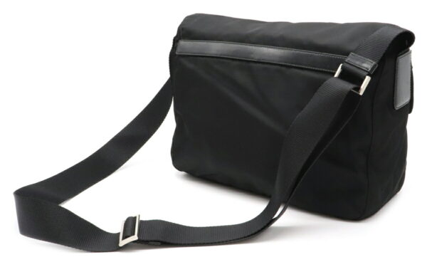 12021071 1 Prada Diagonal Nylon Leather Messenger Bag Nero Black