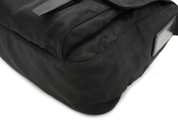 12021071 2 Prada Diagonal Nylon Leather Messenger Bag Nero Black