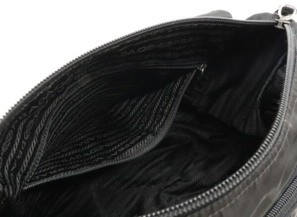 12021071 4 Prada Diagonal Nylon Leather Messenger Bag Nero Black