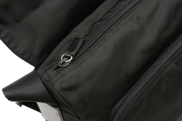 12021071 5 Prada Diagonal Nylon Leather Messenger Bag Nero Black