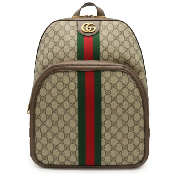 12021075 Gucci Ophidia GG Supreme Medium Backpack Leather Brown Green Red