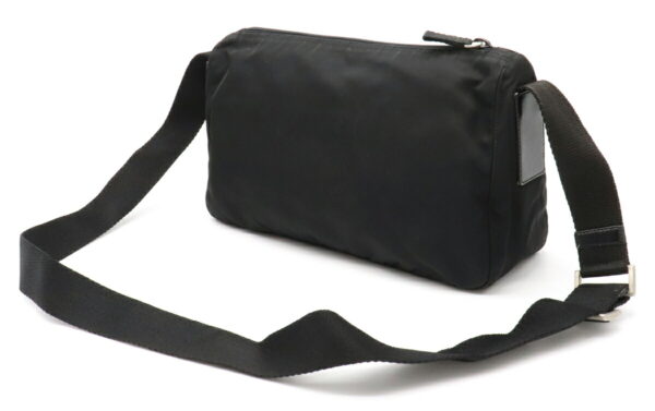 12021196 1 Prada Diagonal One Shoulder Nylon Leather Bag Nero Black