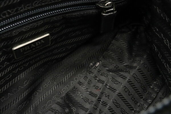 12021196 5 Prada Diagonal One Shoulder Nylon Leather Bag Nero Black