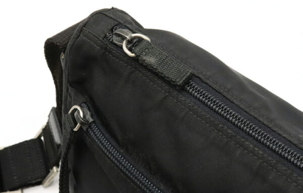 12021196 6 Prada Diagonal One Shoulder Nylon Leather Bag Nero Black