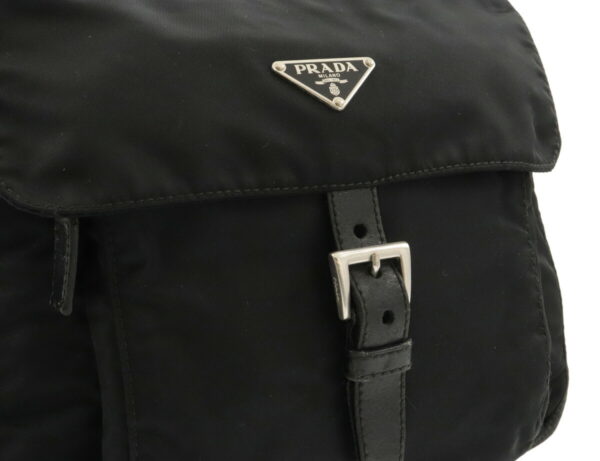 12021209 8 Prada Nylon Leather Crossbody Shoulder Bag Black