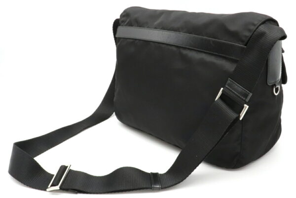 12021349 1 Prada Diagonal Nylon Leather Messenger Bag Nero Black