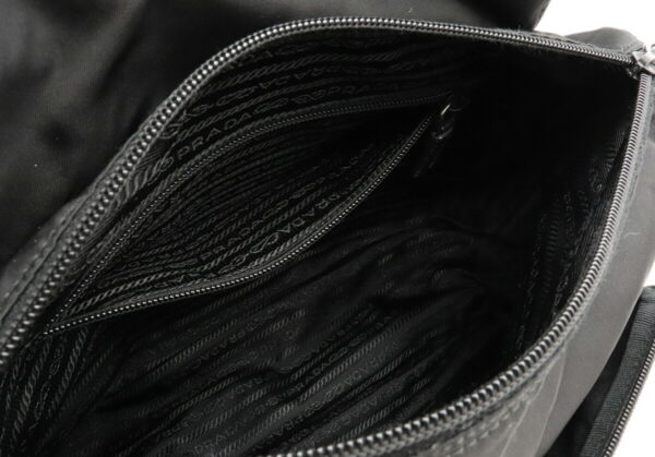 12021349 4 Prada Diagonal Nylon Leather Messenger Bag Nero Black