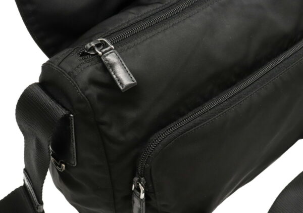 12021349 5 Prada Diagonal Nylon Leather Messenger Bag Nero Black