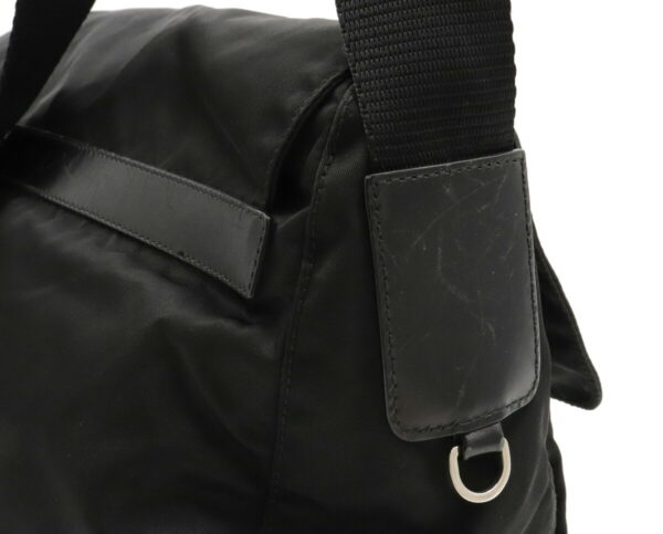 12021349 6 Prada Diagonal Nylon Leather Messenger Bag Nero Black