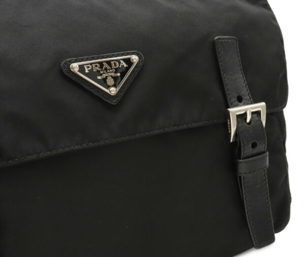 12021349 8 Prada Diagonal Nylon Leather Messenger Bag Nero Black