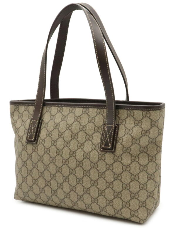 12021362 1 Gucci GG Supreme Tote Bag Leather Khaki Beige Brown