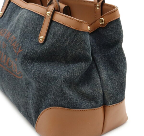 12021405 5 Gucci Denim Tote Bag Leather Blue Brown