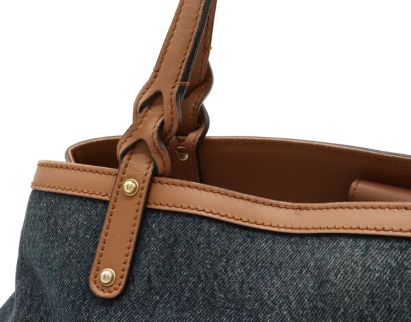 12021405 6 Gucci Denim Tote Bag Leather Blue Brown