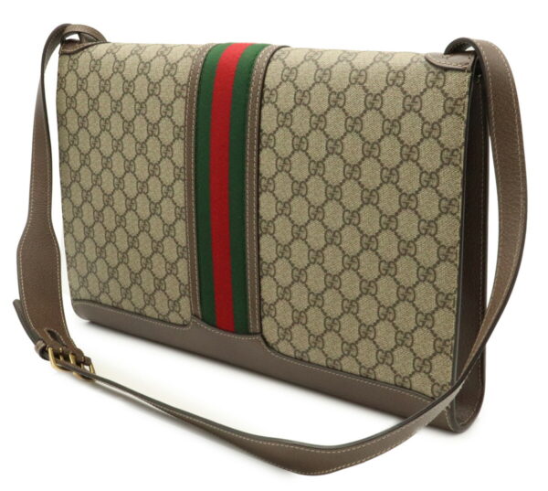 12021421 1 Gucci GG Supreme Web Shoulder Bag Clutch Brown