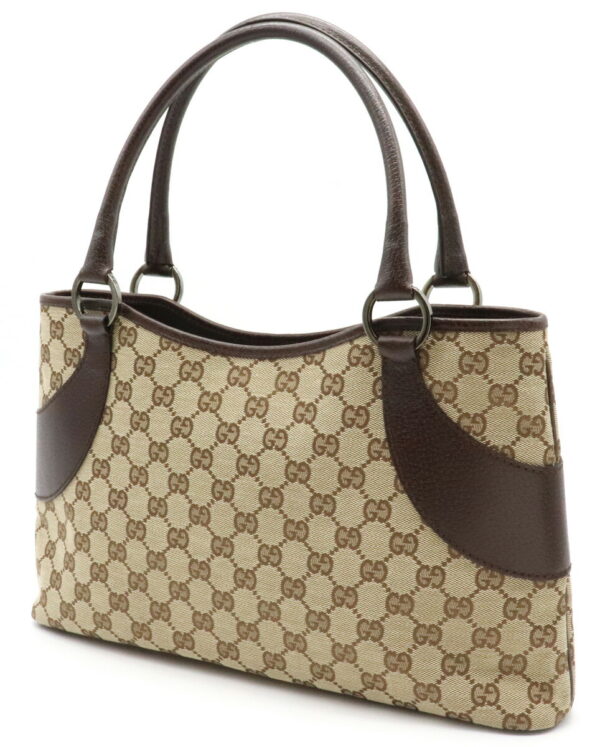 12021441 1 Gucci GG Tote Bag Leather Khaki Beige Brown