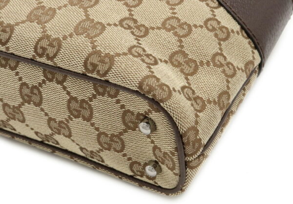 12021441 2 Gucci GG Tote Bag Leather Khaki Beige Brown