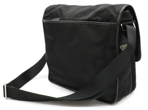 12021512 1 Prada Diagonal Messenger Nylon Leather Bag Nero Black