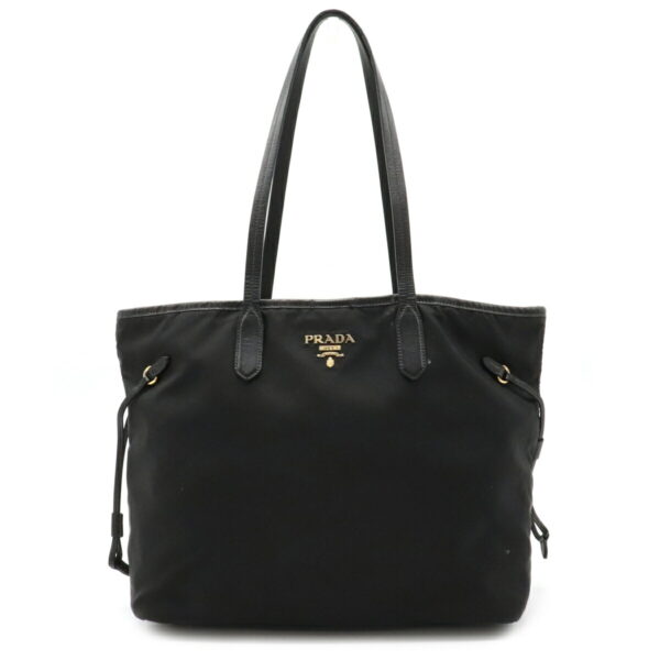 12021515 Prada Shoulder Tote Nylon Leather Bag Nero Black