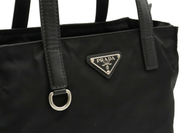 12030018 7 Prada Mini Nylon Canvas Handbag Black