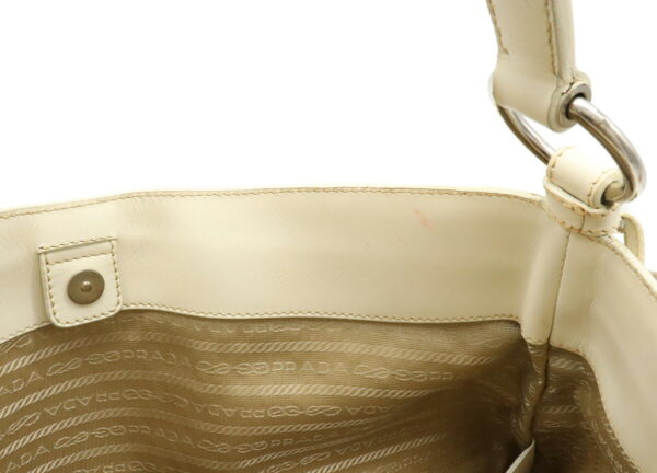 12030369 5 Prada Logo Jacquard One Shoulder Leather Bag Khaki Ivory