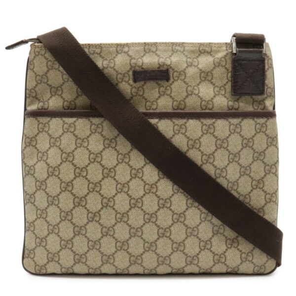 12030507 Gucci GG Plus Supreme Crossbody Bag Leather Beige Brown