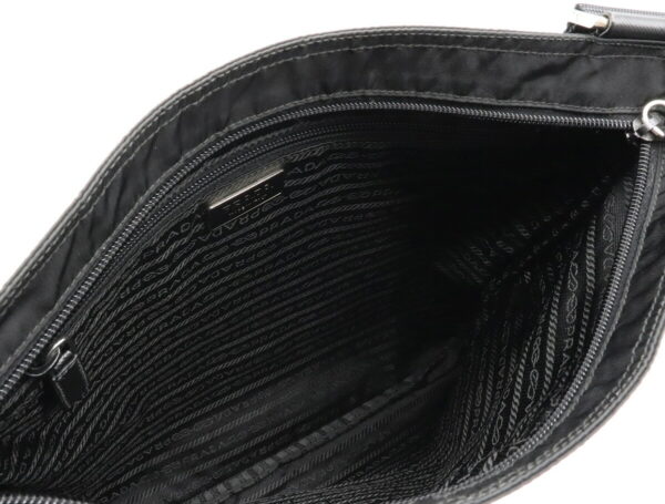 12030661 4 Prada Diagonal Nylon Leather Shoulder Bag Nero Black