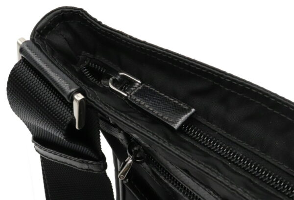 12030661 5 Prada Diagonal Nylon Leather Shoulder Bag Nero Black