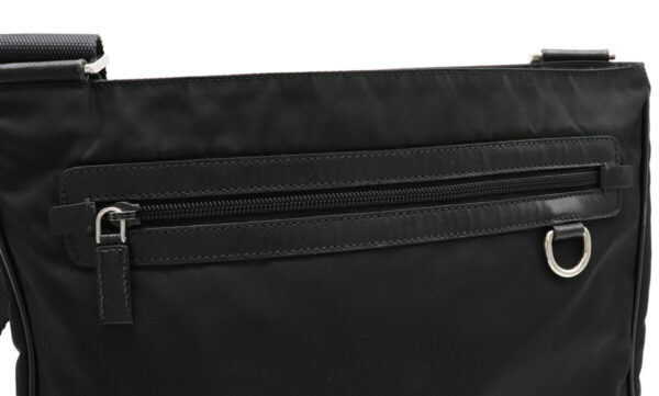 12030661 6 Prada Diagonal Nylon Leather Shoulder Bag Nero Black